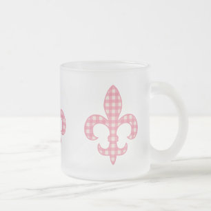 Fleur de lis Pink Gingham mug