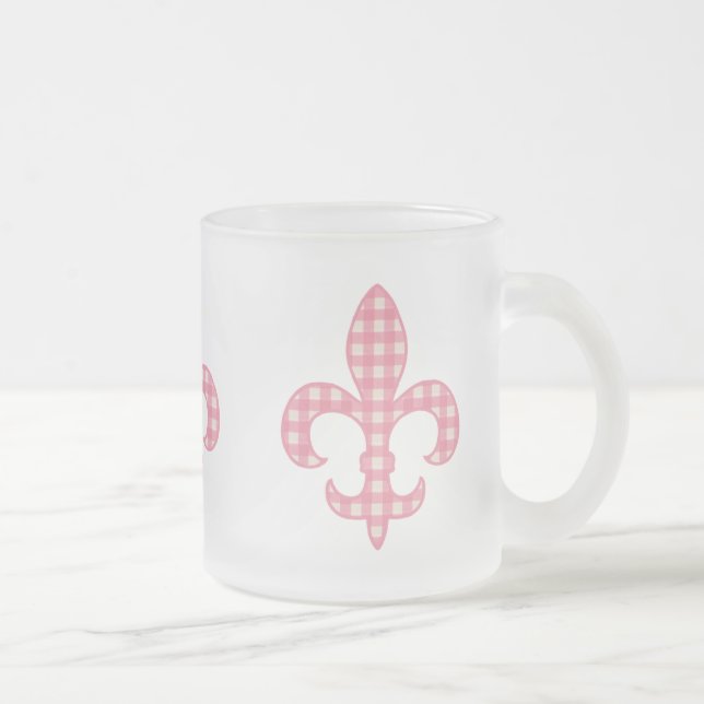 Fleur de lis Pink Gingham mug (Right)