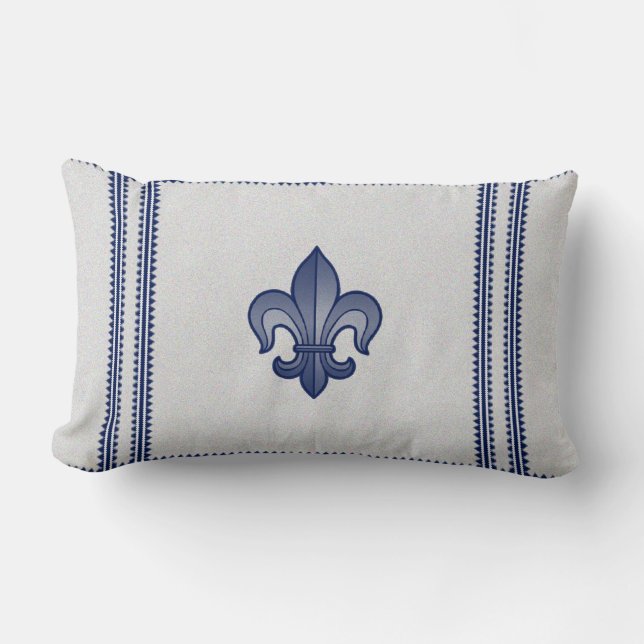 Fleur de lis Plaid Lumbar Cushion (Front)