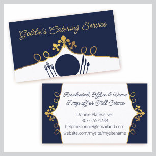 fleur de lis plate setting chef catering culinary business card