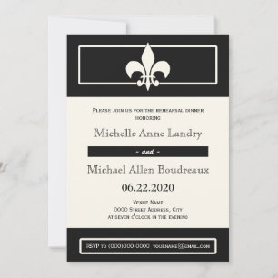 Fleur de Lis Poster Style Rehearsal Dinner Invitation