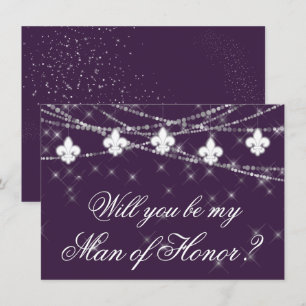 Fleur de Lis Purple Lights   Be My Bridesmaid Ask