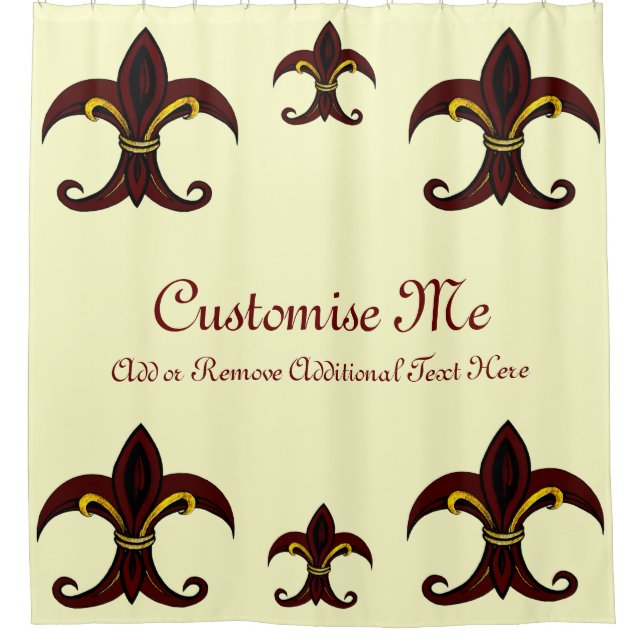 Fleur de Lis Red/Gold Shower Curtain (Front)