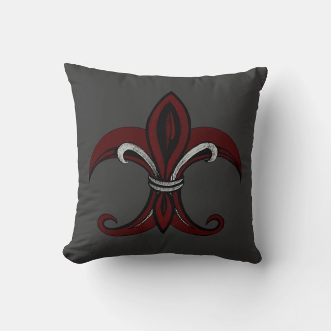 Fleur de Lis Red/Silver Cushion (Front)