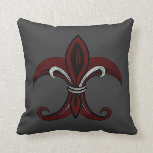 Fleur de Lis Red/Silver Cushion