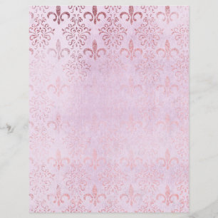 Fleur de Lis Rose Gold Scrapbook Paper