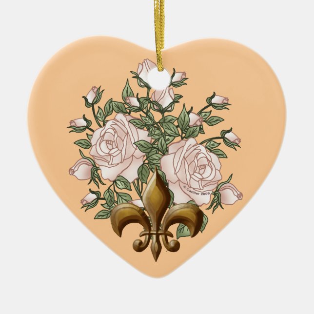 Fleur De Lis Rose  ornament (Front)