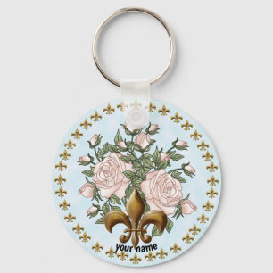 Fleur De Lis Roses keychain