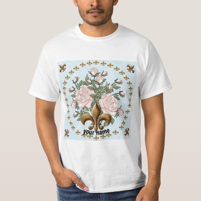 Fleur de lis roses  T-Shirt (Front)