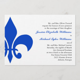 Fleur de Lis   Royal Blue Invitation