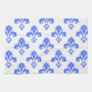 Fleur-de-lis, Royal Blue & White Tea Towel