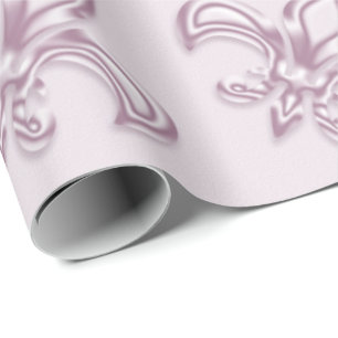 Fleur de Lis royal pink metallic  pattern Wrapping Paper