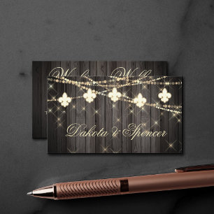 Fleur de Lis Rustic Lights   Chic Wishing Well Enclosure Card