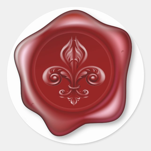 Fleur-de-lis Sealing Wax Classic Round Sticker (Front)