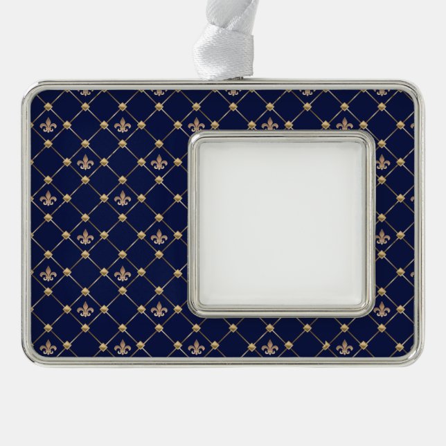 Fleur de Lis Silver Plated Framed Ornament (Front)