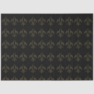 Fleur De Lis Simple Elegant Black and Gold Tissue Paper