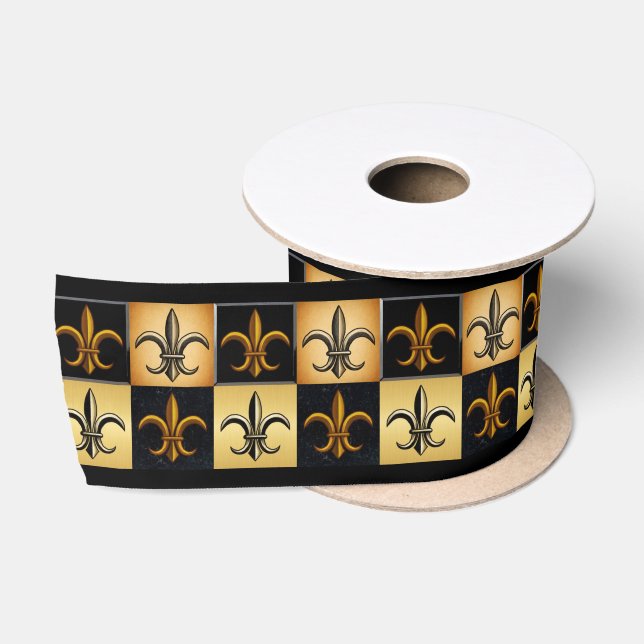 Fleur De Lis Square Ribbon Satin Ribbon (Spool)