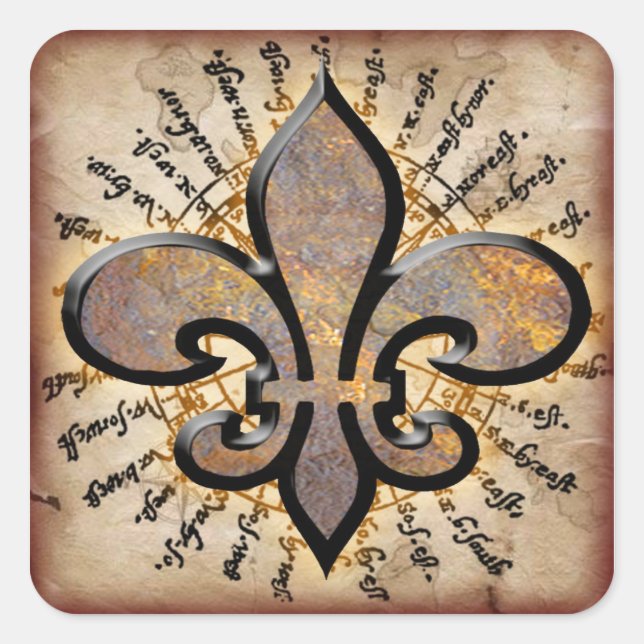 Fleur De Lis Square Sticker (Front)
