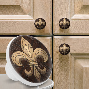 Fleur-de-lis - Stained glass mosaic art Ceramic Knob