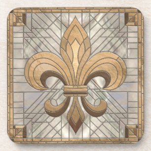 Fleur-de-lis - Stained glass mosaic art Coaster