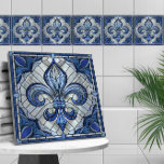 Fleur-de-lis - Stained glass mosaic art Tile<br><div class="desc">Fleur-de-lis - Stained glass mosaic art</div>