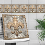 Fleur-de-lis - Stained glass mosaic art Tile<br><div class="desc">Fleur-de-lis - Stained glass mosaic art</div>