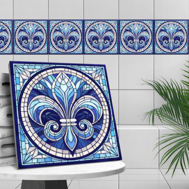 Fleur-de-lis - Stained glass mosaic art Tile (Creator Uploaded)