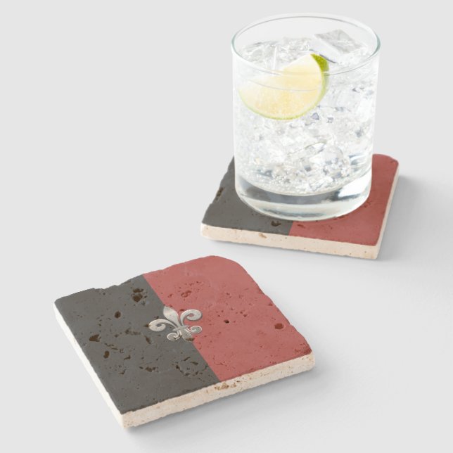 Fleur De Lis Stone Coaster (Side)