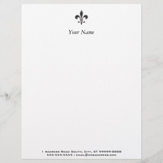 Fleur De Lis - Stripey Letterhead Template (Front)