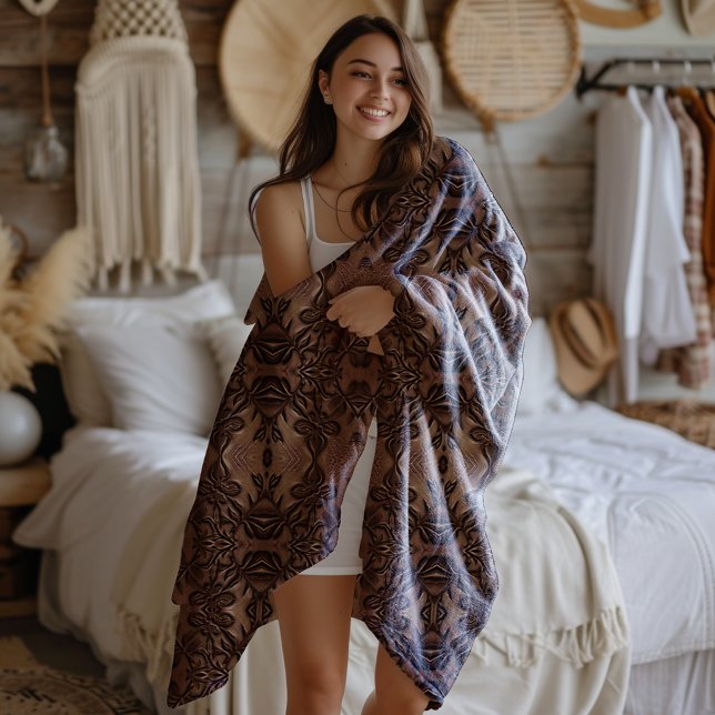 Fleur De Lis Styled Faux Leather Pattern Fleece Blanket (Creator Uploaded)