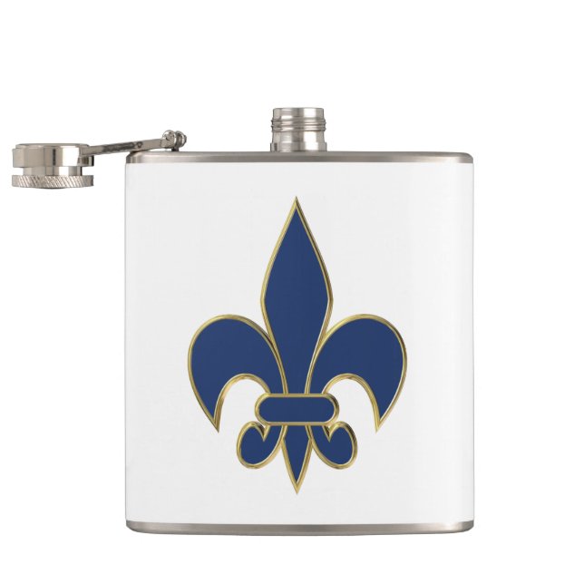 Fleur de Lis symbol Hip Flask (Opened)