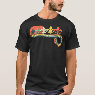 Fleur De Lis Symboö Retro Vintage Sunset Rainbow T-Shirt