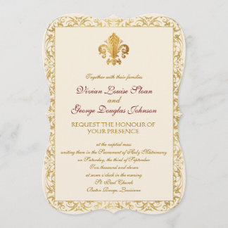 Fleur-de-lis Themed Wedding Invitation