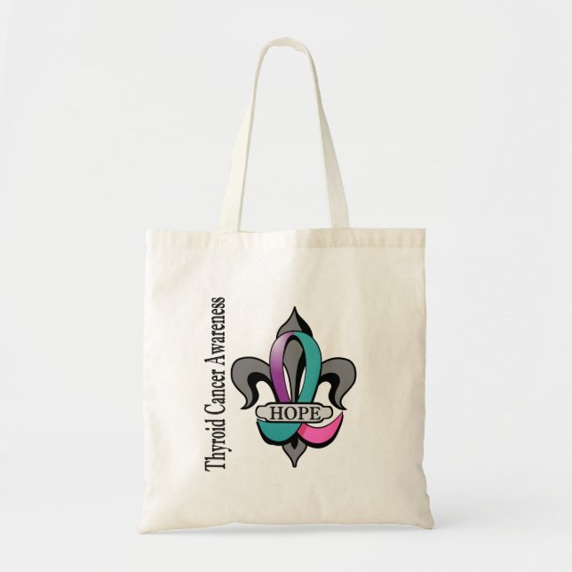Fleur De Lis Thyroid Cancer Hope Tote Bag (Front)