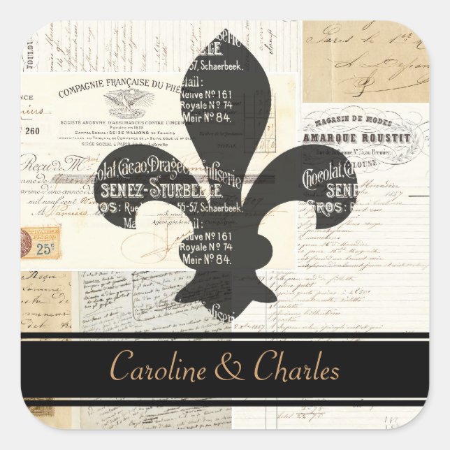 Fleur de Lis Vintage French wedding Stickers (Front)