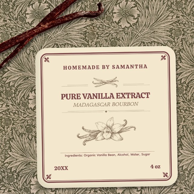 Fleur-de-lis - Vintage Vanilla Extract Label (Fleur-de-lis - Vintage Vanilla Extract Label)