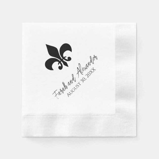 Fleur de Lis Wedding Napkins (Front)