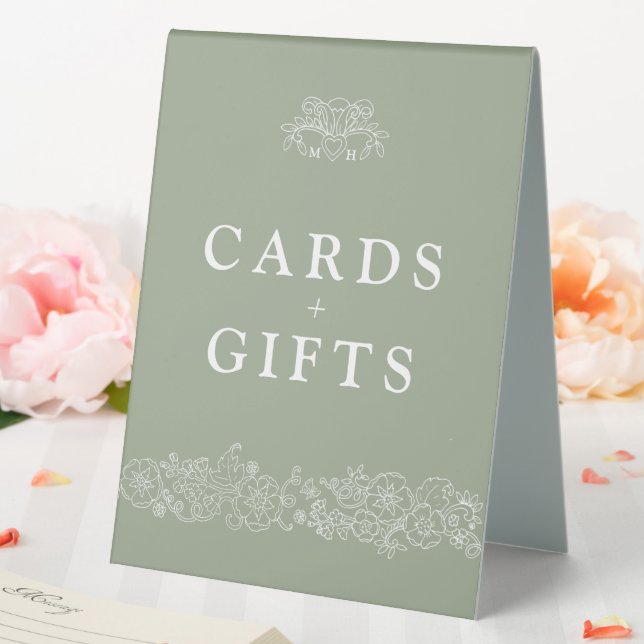 Fleur de lis wedding sage white wedding gift sign (In SItu (Wedding))