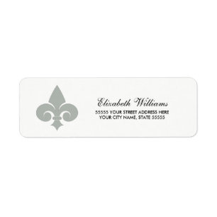 Fleur-de-lis  White Grey Return Address Labels