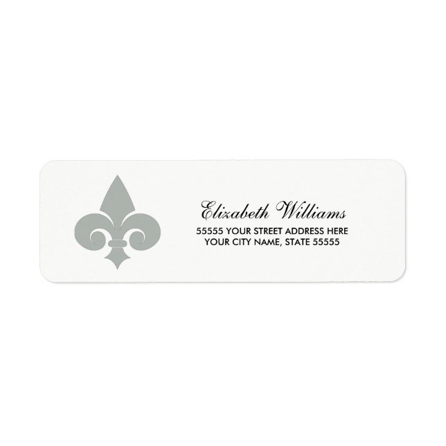 Fleur-de-lis  White Grey Return Address Labels (Front)