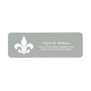 Fleur-de-lis  White Grey Return Address Labels