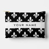Fleur de Lis, White on Black, White, Your Name