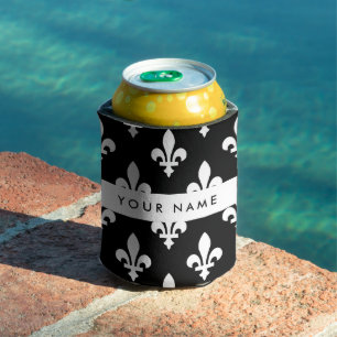 Fleur de Lis, White on Black, White, Your Name Can Cooler