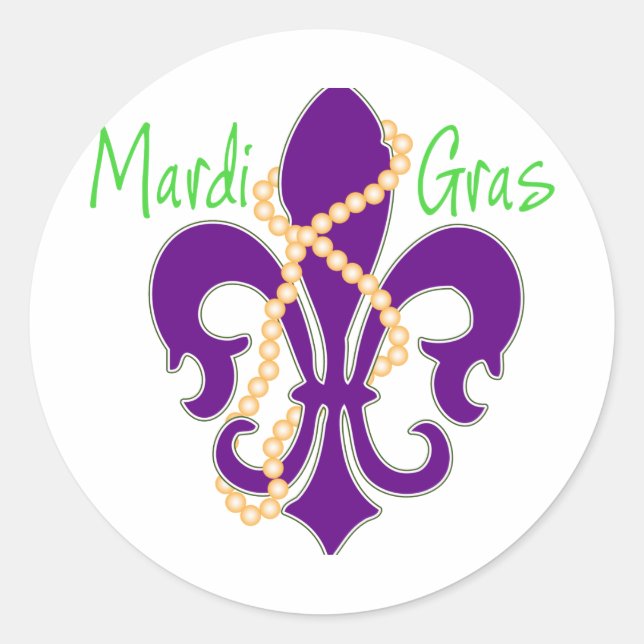 Fleur De Lis with beads Classic Round Sticker (Front)