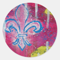Fleur de Lis with Magenta, Blue and Yellow