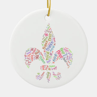Fleur de Lis words symbol Ceramic Tree Decoration