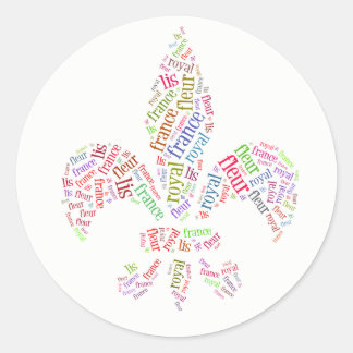 Fleur de Lis words symbol Classic Round Sticker