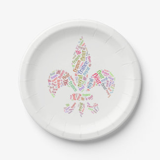 Fleur de Lis words symbol Paper Plate