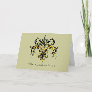 Fleur de lis Xmas Holiday Card
