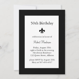 Fleur de Lise  50th Birthday Invitation